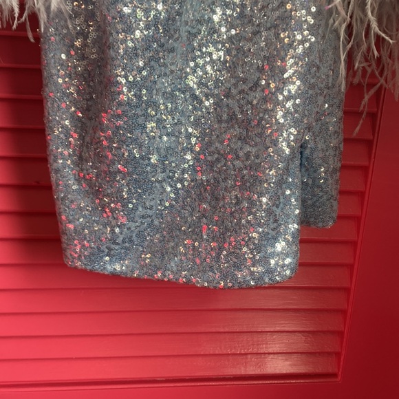 nwt ava presley size 8 couture gown feather sleeves , sequins , optional straps - Picture 16 of 17